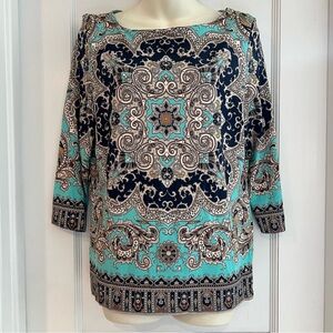 Beautiful Paisley Blouse in Blues & Greens Womens Size Medium